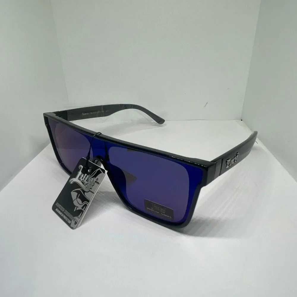 Locs Hardcore Shield Sunglasses Mirrored Lenses Black Frame UV Protection New